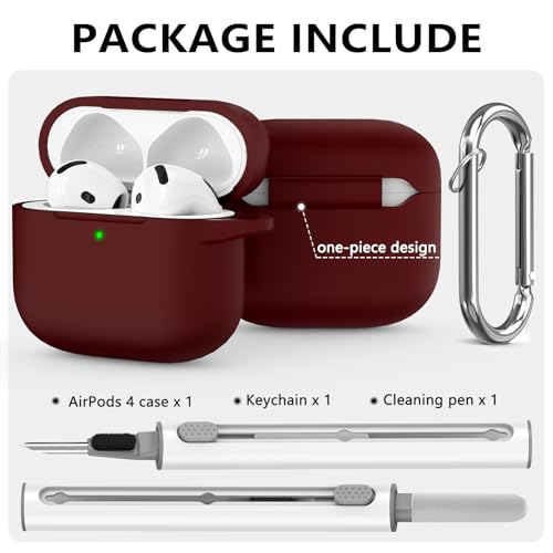 Image of Ljusmicker for AirPods 4 Case 2024 with Cleaner Kit,Wine Red