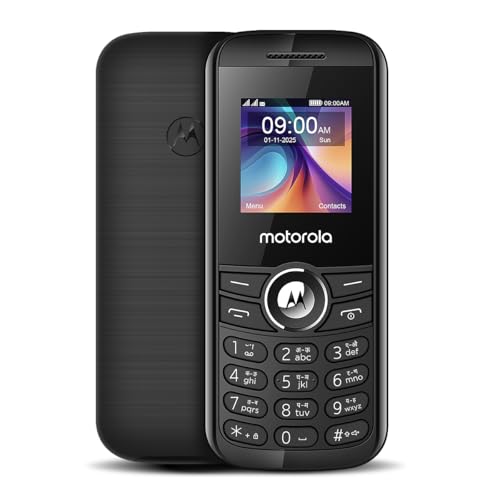 Motorola A100 Keypad Mobile Phone with 2 Years Replacement Warranty, Long Battery Backup, Loud Speaker, Wireless FM Radio, Torch, Durable Feature Phone (Black)