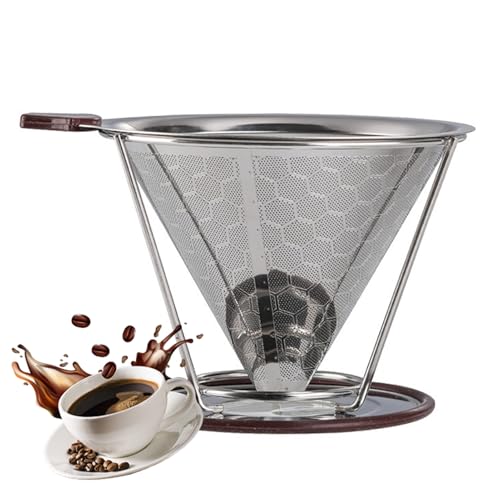 Gotero de café de acero inoxidable – Embudo de una taza de cerveza, máquina en caliente manual, filtro colador de metal lavable, control de extracción consistente | Infusor de ligero po
