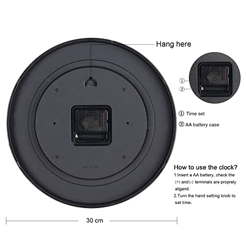 Lafocuse Silent Non Ticking Black Cat Wall Clock For Cat Lovers, Colorful Cute Wall Clock For Kids Bedrooms, Children Wall Clocks For Girls Battery Operated 12 Inch #TOP7