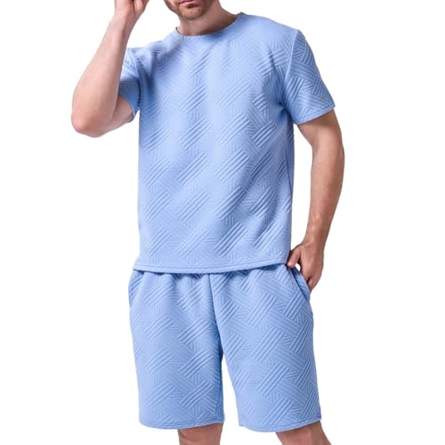 Ensemble décontracté homme haut de gamme en tricot jacquard fin pour l'été