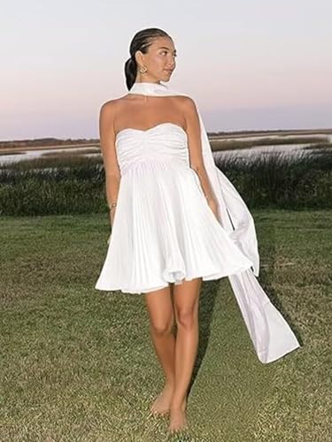 Teens Homecoming Dresses with Scarf 2025 Strapless Short Prom Dress Chiffon A Line Cocktail Party Gowns FJ073