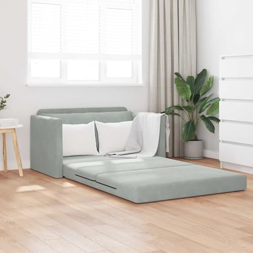 Genérico Sofá Cama Plegable Gris Claro 124 x 71 x 78 cm Terciopelo,Mobiliario,Sofás,42030515
