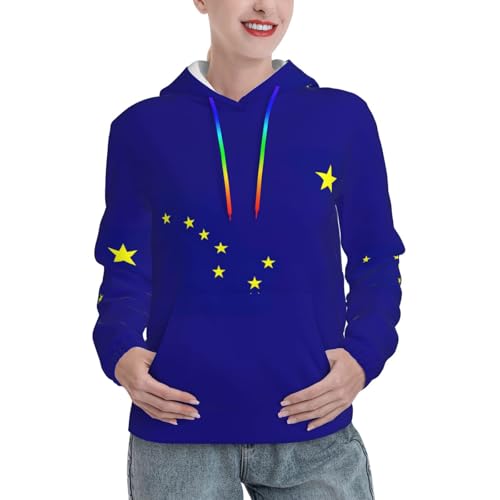 Sweat à capuche tendance imprimé Alaska avec poche pour femme look décontracté automne