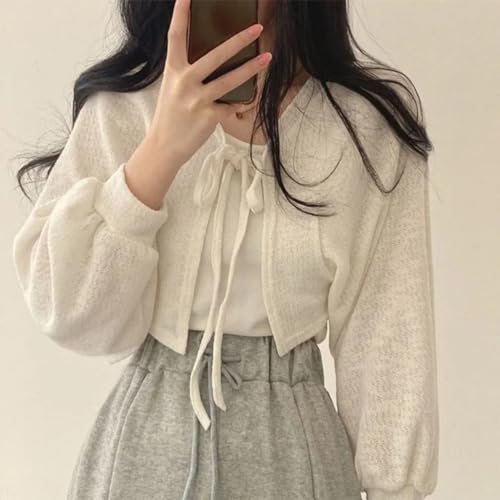 Women's Knitted Shrug Sweater Long Sleeve Open Front Crop Cardigan2