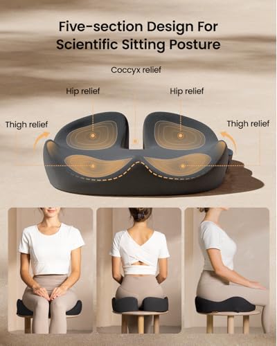 Image of ProtoArc Seat Cushion, Office Chair Cushion for Sciatica, Coccyx Cushion, Ergonomic Memory Foam Seat Cushion for Car, Home, Pressure Relief Pad for Hip, Tailbone, All Day Comfort - Dark Gray