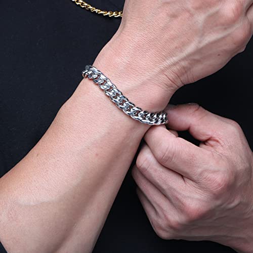 Joycuff Stainless Steel Bracelets For Men, Cuban Link Chain Bracelet For Boyfriend, Romantic Gifts For Him Birthday Valentine's Day 6 Mm Width 7.5 Inches Length #TOP2