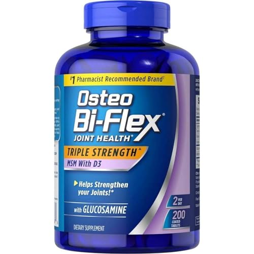 Osteo Bi-Flex Triple Strength Glucosamine 1500 mg, MSM 1500 mg with Vitamin D3 1000 UI Tablets, 200 Count (Pack of 1)