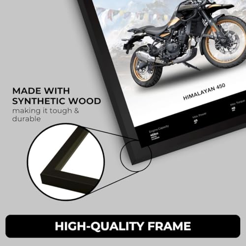 Image of Royal Enfield Himalayan Poster | Framed Poster of RE Himalayan 450 A4 Sized (31 x 23 cm) | Posters for Wall, Gift for Boys, Bullet Frame | Bike Frames | Bike Posters for Wall, Bedroom, Hostel (F 075)
