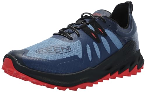 KEEN Men's Zionic Low Height Breathable All Terrain Hiking Shoes, Coronet Blue/Poppy Red, 11.5