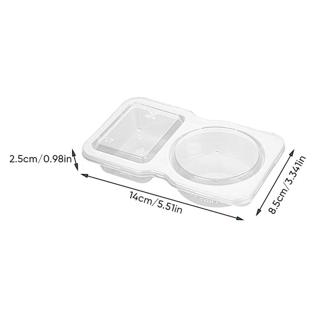 20Stk Double Compartment Snack Containers with Lids, Salatdressing Behälter, Gewürzbehälter mit 2 Fächern, Snacks Auslaufsichere Gewürzbehälter für Mittagessen Picknicks und Reisen