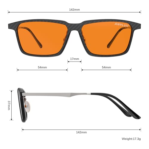 Image of Blue Light Glasses Men, Stylish Square Carbon Fiber Eyewear, Anti Eyestrain, Lightweight Mens Computer Gaming Glasses