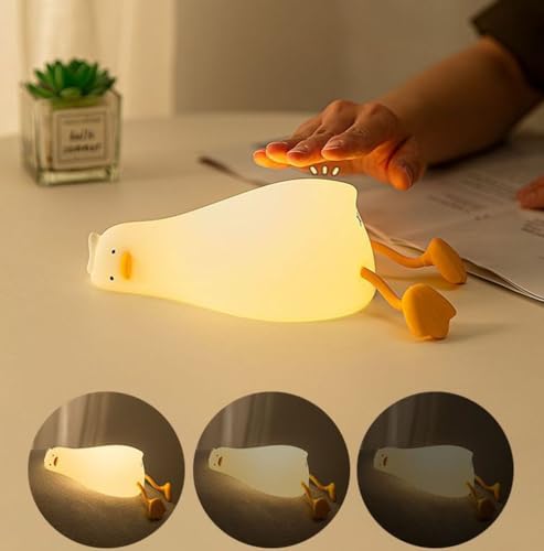 Lámpara de noche de silicona forma pato blanca miniatura 2