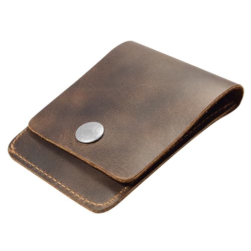 Hide & Drink, Vertical Front Pocket Wallet with Card Slot, Compact Storage for Bills, Card Holder, Full Grain Leather, Handmade, Bourbon Brown4