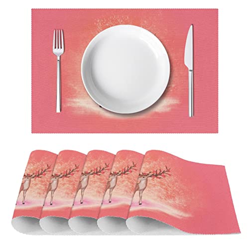 Sets de table antidérapants et isolants motif élan lot de 6