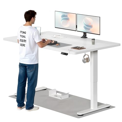 TRIUMPHKEY Höhenverstellbarer Schreibtisch, 180x80cm, Elektrisch Stehschreibtisch mit Dualmotor, Touchscreen,USB-A & Kabelmanagement,25mm Einteilige Tischplatte,ergonomischer Bürotisch, Weiß