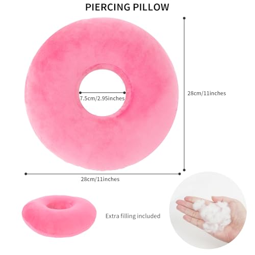 EasyStar Ohr-Piercing-Kissen mit abnehmbarem Kissenbezug, verstellbare Polsterung, Seitenschläferkissen, Donut-Form, 29 x 29 cm, schützt Ihre Ohren und sorgt für einen guten Schlaf