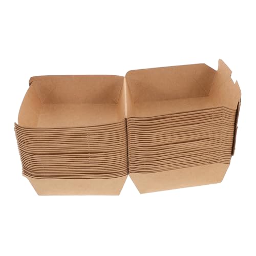 FUNOMOCYA 30pcs Kraft Hamburger Tissue Storage Box Sandwich Box Food Storage Container for Takeout Home Use