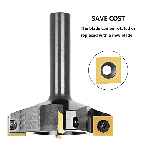 Image of SpeTool CNC Spoilboard Surfacing Router Bit 1 /2 inch Shank 2-1 /2 inch Cutting Diameter,4 Wings Coated Carbide Insert Slab Flatting Router Planer Bit Wood Planing Bit Woodworking Tools