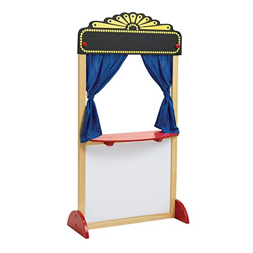 Excellerations Free-Standing Dramatic Play Puppet Theater With Dry Erase Panel And Curtains, Educational Toy, Pretend Play, Preschool (Item # Matinee) #TOP1