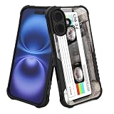 YALUUU Compatible with iPhone 16 Case Retro Cassette Tape Design for Men Boys, [Shockproof Bumper] [Anti-Scratch] [Anti-Slip] Heavy Duty Protection Cover for iPhone 16 6.1''