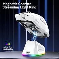ATTACK SHARK X11 Gaming Maus mit Magnetspannungsdock, PixArt PAW3311 Sensor, BT/2,4G Wireless/Wired, 22000 DPI, Büro- und Gamertool für Win11/Xbox/PS/Mac (Weiß) – Ansicht 4