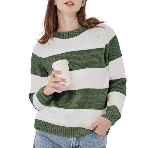 Simple&Opulence Women's Chenille Sweater Crewneck Long Sleeve Pullover Ribbed Cuff