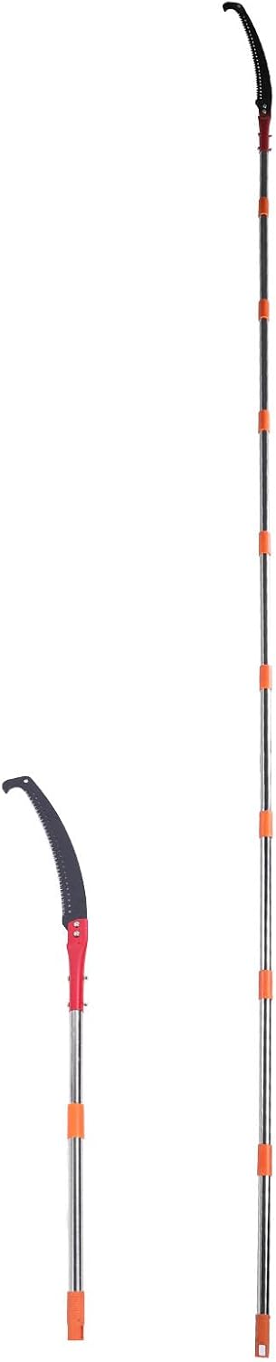 CHICIRIS Tree Pole Pruner, 142.1in Stainless Steel Extendable Manual Pole Saw with Adjustable Length and Canvas Bag, for Trimming High Branches in Gardens and Lawns