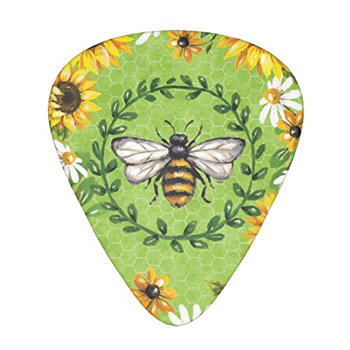 Ensemble de 12 médiators de guitare Bee & Sunflowers pour guitare acoustique, guitare électrique, contrebasse, ukulélé - Les Beatles, Paul McCartney, John Lennon, RIngo Starr, George Harrison Ensemble de 12 médiators de guitare Bee & Sunflowers pour guitare acoustique, guitare électrique, contrebasse, ukulélé