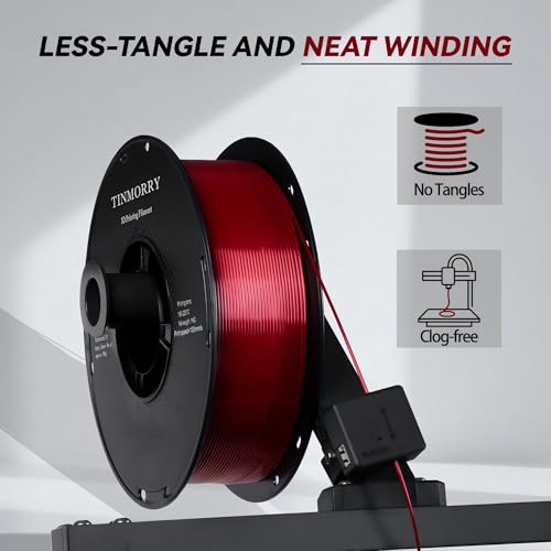 Image of PLA Filament 1.75mm, TINMORRY 3D Printer Filament, 1kg (2.2lbs), Compatible with Bambu FDM 3D Printer, Silk Red
