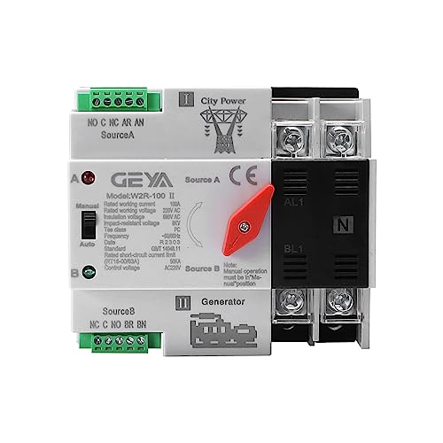 Gaeyaele W2R Mini Ats 2P 230V Automatic Transfer Switch Electrical Selector Switches Dual Power Switch Din Rail Type Ats 63A (W2R 2P 63A 230V) #TOP4
