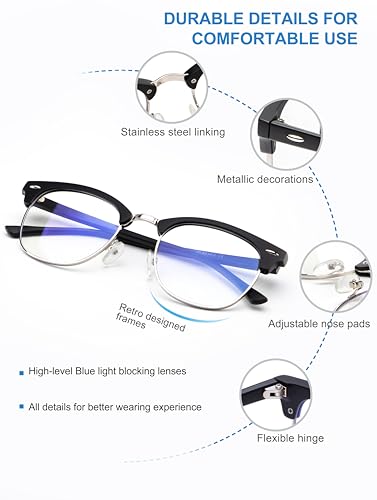 Image of NSSIW Blue Light Glasses for Women and Men, Advanced Computer Glasses, Gaming Glasses, Semi Rimless Glasses