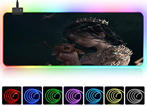 Preisvergleich Produktbild Rgb Gaming Mauspad Anime niedlichen Mädchen cool Cartoon Engel Dämon Persönlichkeit übergroßen Mauspad xxl Schreibtisch Matte geführt beleuchten