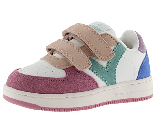 Victoria 1124116-KIDS Basket Basse Tiempo CROÛTE DE Cuir & Scratchs Plateau Mixte Enfant Rosa 33