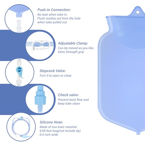 Image of TopQuaFocus 4Qt Large Enema Bag Kit for Colon Cleaning Silicone Coffee Enema Bag Reusable - 6.5ft Long Tube Clear Colonic Cleanse Enemas for Women BPA & Phthalates Free