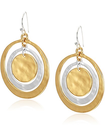 Robert Lee Morris Hammered Circle Orbital Two-Tone Drop Earrings