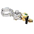 Feikeer Vertical 2 Stage Propane Regulator with POL and Gauge, Two Stage Propane Regulator Standard 3/8 Female NPT Connection, Double Stage Regulator for 20-100lb Tank?Gas Grill, RV, Propane Heater