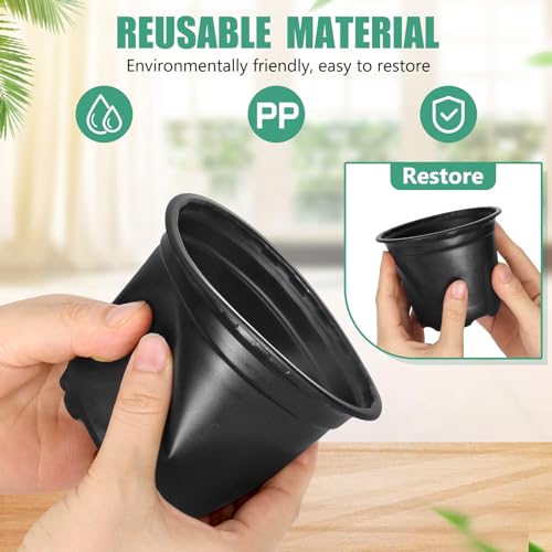 DUNPUTE 120 Pack 4 Inch Nursery Pots for Plants, Plastic Seeds Starter Pots with Drainage Holes, Small Plastic Plant Pots for Succulents Seedling Cutting Transplanting - Image 3