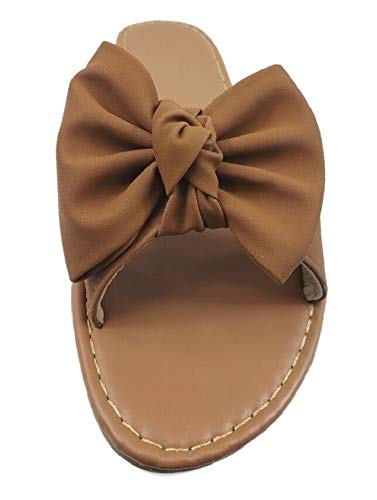 Image of Tiara Women's Sandals Slip On Slide Flat with Twist Knot Bow