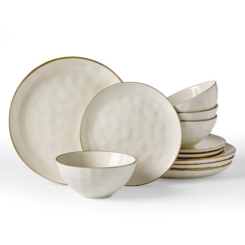 Service de table rond en céramique durable blanc vanille haute résistance