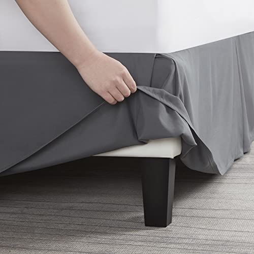 Image of Nestl Dark Gray Full XL Bed Skirt - Full XL Size Bed Skirt 14 Inch Drop - Brushed Microfiber Bed Skirts - Hotel Quality Pleated Bed Skirt - Shrinkage & Fade Resistant