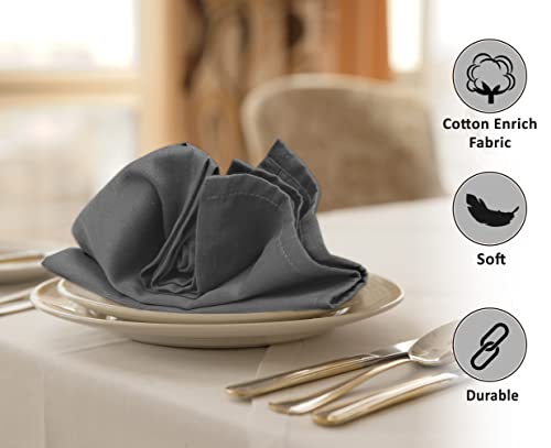 Image of Ruvanti Cloth Napkins Set of 4, 18x18 Inches Napkins Cloth Washable, Soft, Durable, Absorbent, Cotton Blend. Table Dinner Napkins Cloth for Hotel, Lunch, Restaurant, Wedding Parties - Charcoal Grey