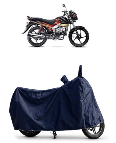 Image of Shield Heavy Duty Bike Cover for Mahindra Centuro | All-Season, Tear-Proof Fabric | with Side Mirror Pocket & Buckle Belt | Mahindra Centuro Bike Cover (Blue)