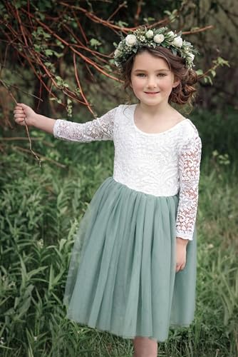 Image of 2Bunnies Girl Peony Lace Back A-Line Straight Tutu Tulle Party Flower Girl Dress