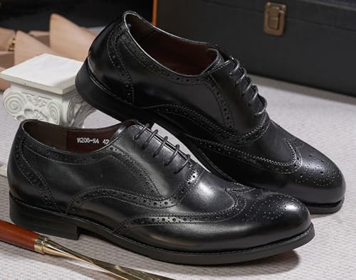 Santimon Mens Oxfords Formal Dress Suit Shoes Genunie Leather Wingtip Brogues Modern Shoes Men's Fashion Prom Wedding Business Casual Luxury Derby Comfortable Tuxedo Shoes for Men4