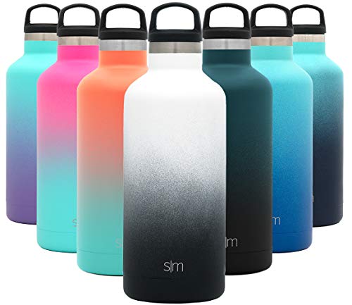 Simple Modern Insulated Water Bottle with Handle Lid 1 Liter Reusable Ascent Narrow Mouth Stainless Steel Thermos Flask, 32oz Handle Lid, Ombre: Tuxedo