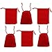 rainbowroseus 50PCS 3” x 4” Red Velvet Cloth Jewelry Pouches Drawstring Bags Candy Gift Bag Pouch Christmas Wedding Favors