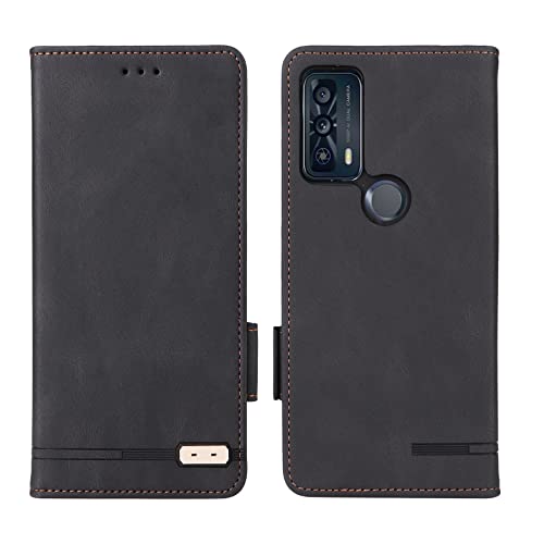 Étui en cuir TCL 20B : protection premium élégante avec fermeture magnétique noire