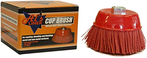 Image of Al's Liner Abrasive 180 Grit Nylon Bristle Cup Brush - 6 Inch - Safe for Use on Metal, Wood, Aluminum and Plastic Surfaces (TOOR6)