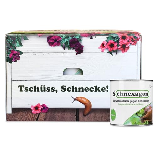 DistrEbution Schneckenschutz Schnexagon - Schutzanstrich gegen Schnecken für Hochbeet 375ml - 12 Stück